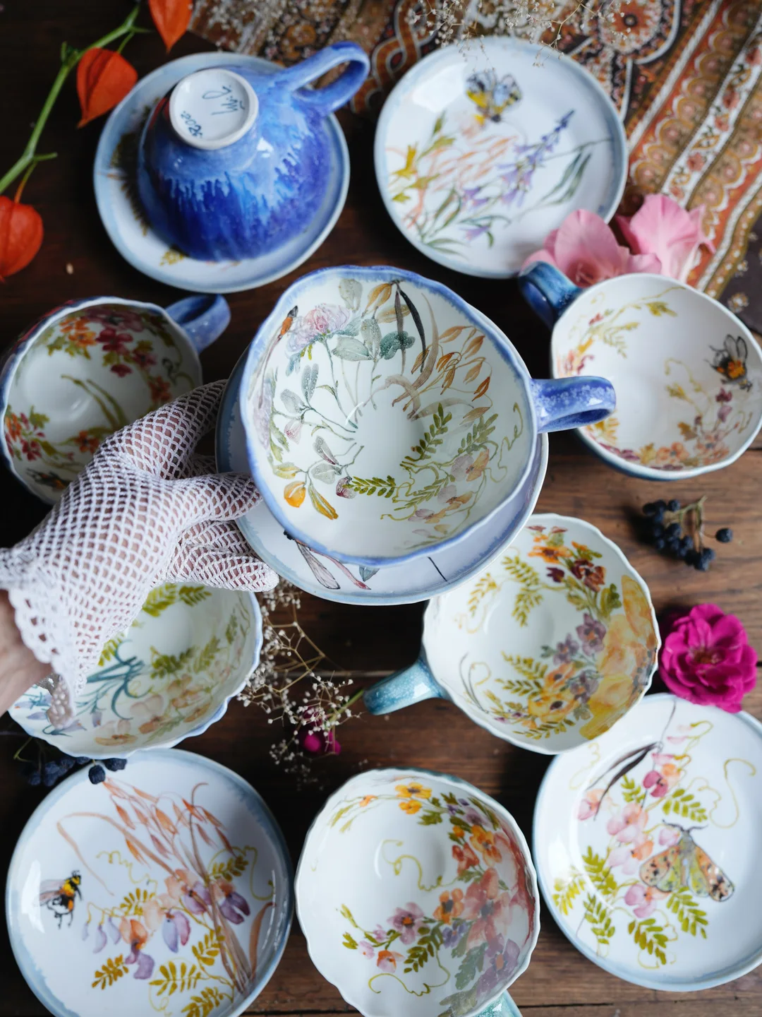 Porcelain mug, A small curly pot with insects, housewarming gift, new home decor… — Jane and Mery