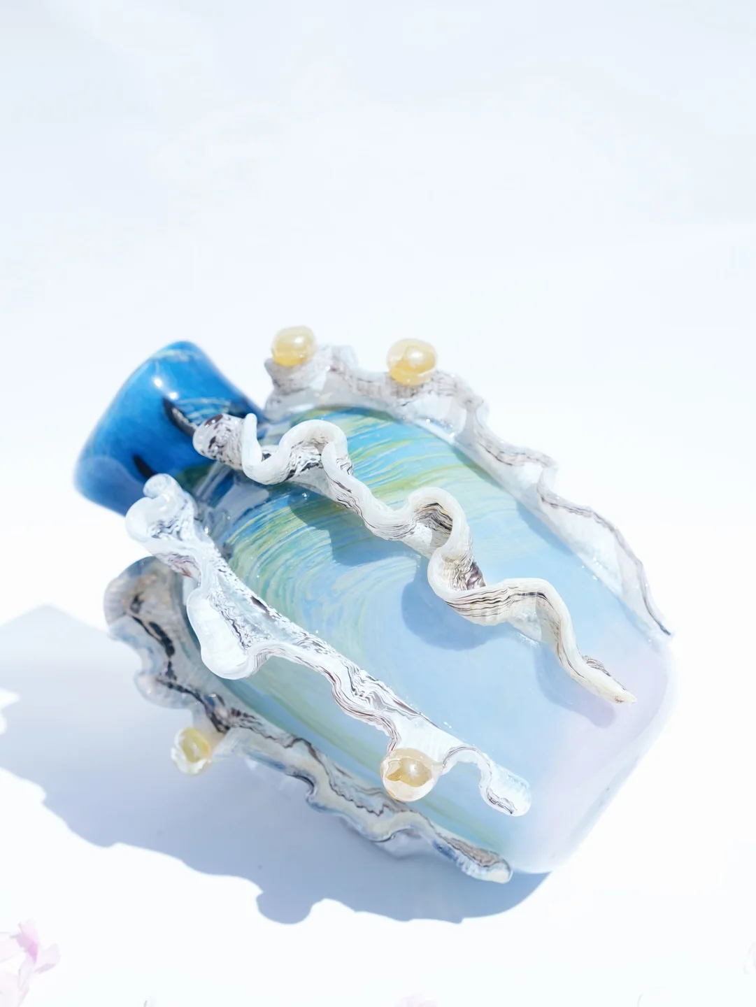 Artisan hand-blown glass vase, artisan ceramic vase, housewarming gift, new home decor — view 3 • Jane and Mery