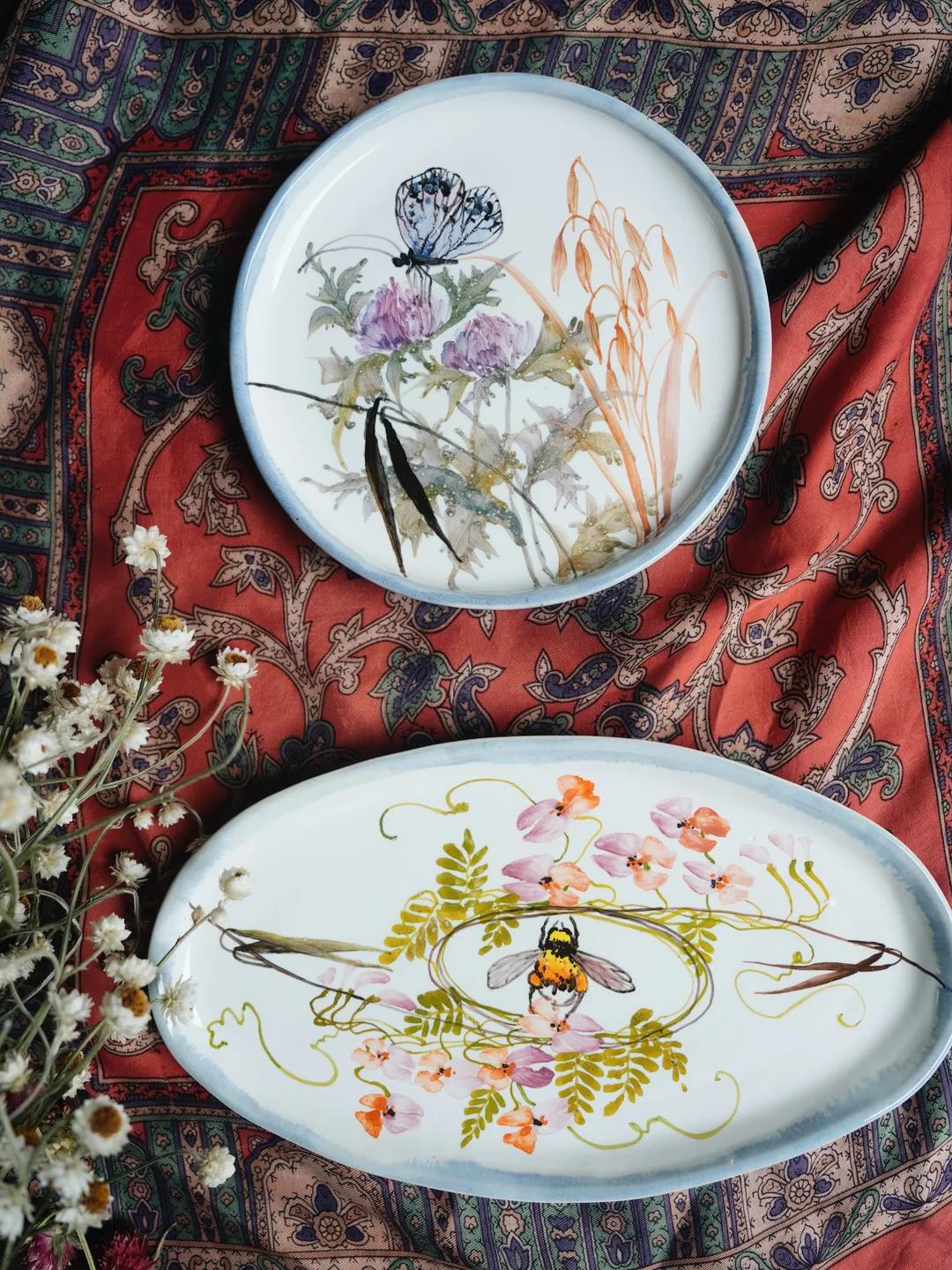 Porcelain plate, serving plate and decorative platter, housewarming gift, new home decor — view 2 • Jane and Mery