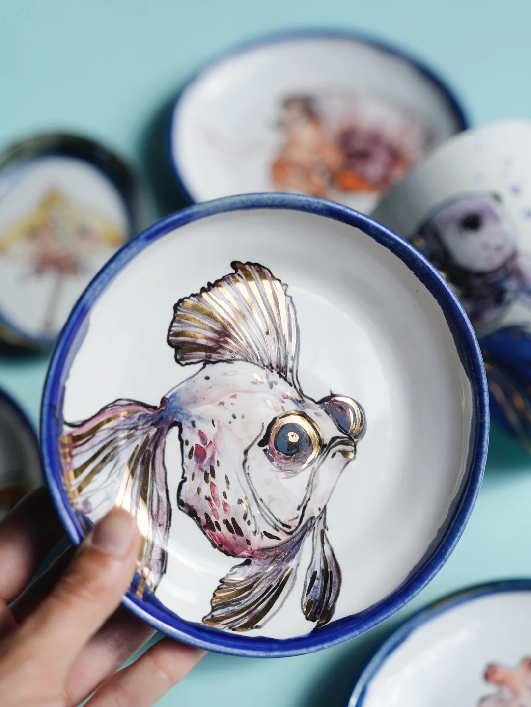 Porcelain plate, Series of porcelain tableware "Sea dwellers", housewarming gift, new home decor — view 4 • Jane and Mery