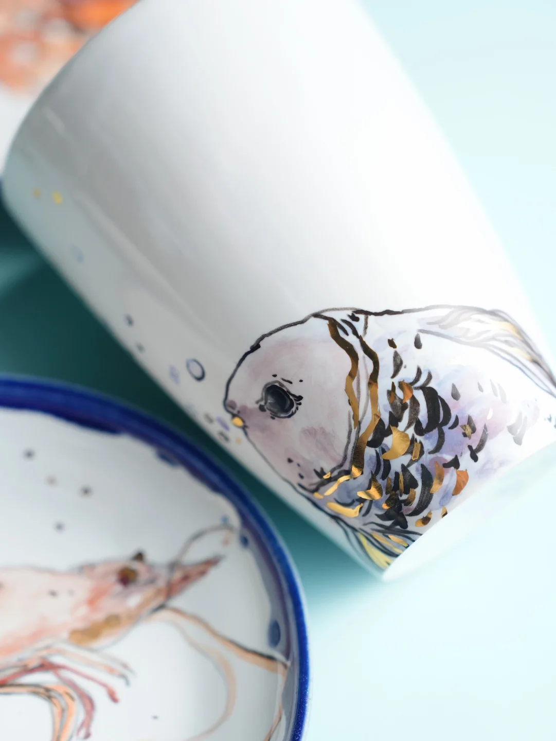 Porcelain plate, Series of porcelain tableware "Sea dwellers", housewarming gift, new home decor — view 6 • Jane and Mery