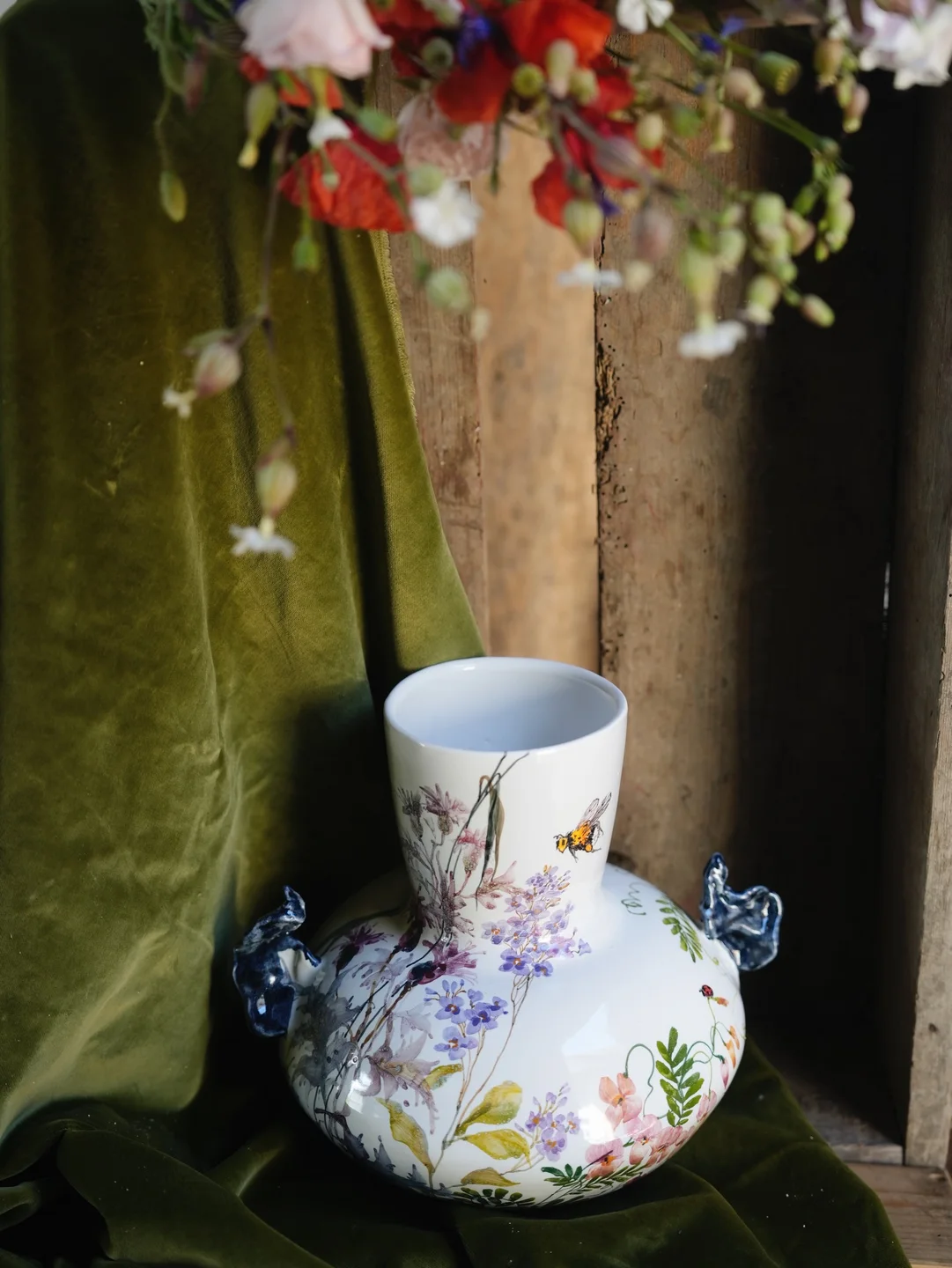 Porcelain vase with protea flower, artisan ceramic vase, housewarming gift, new home decor — view 6 • Jane and Mery