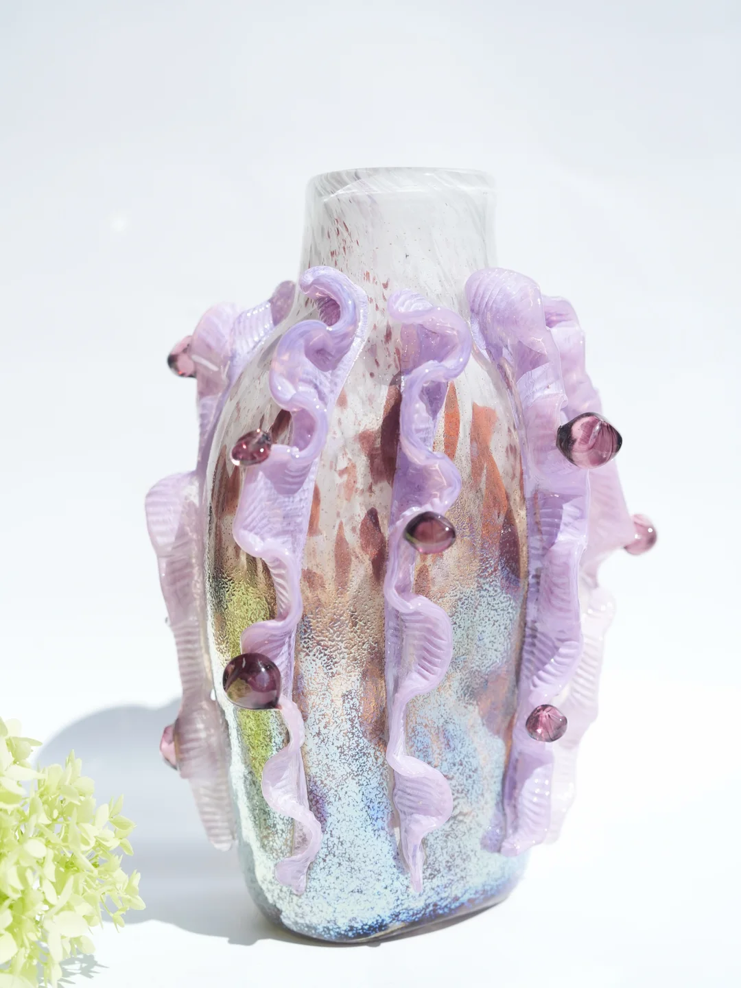 Artisan hand-blown glass vase, artisan ceramic vase, housewarming gift, new home decor — view 4 • Jane and Mery
