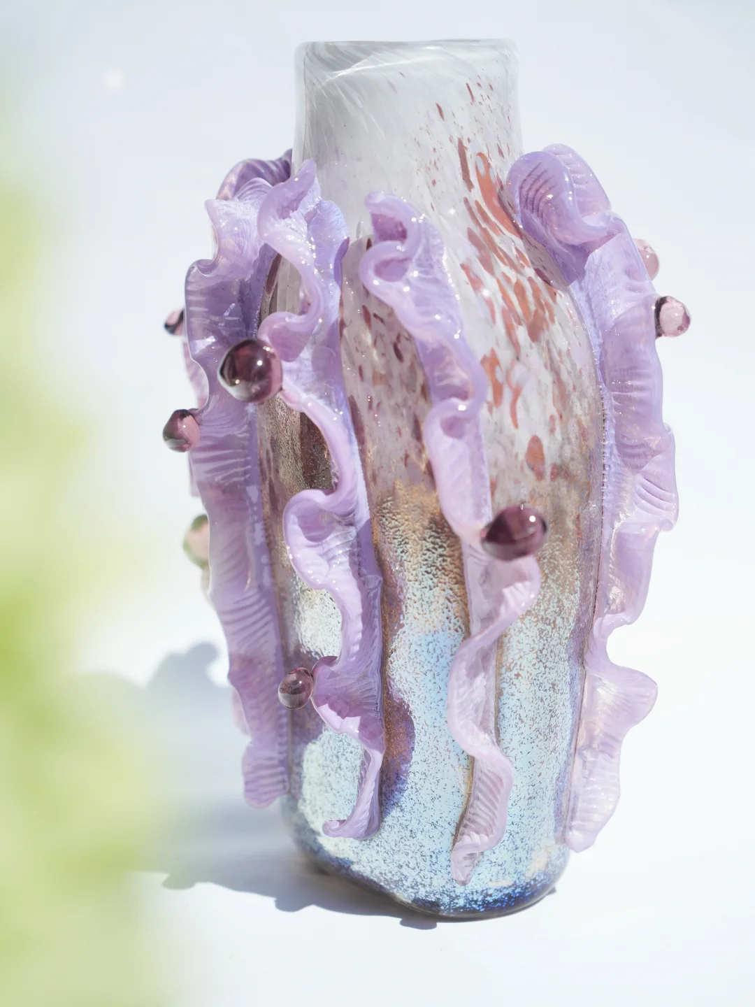 Artisan hand-blown glass vase, artisan ceramic vase, housewarming gift, new home decor — view 6 • Jane and Mery