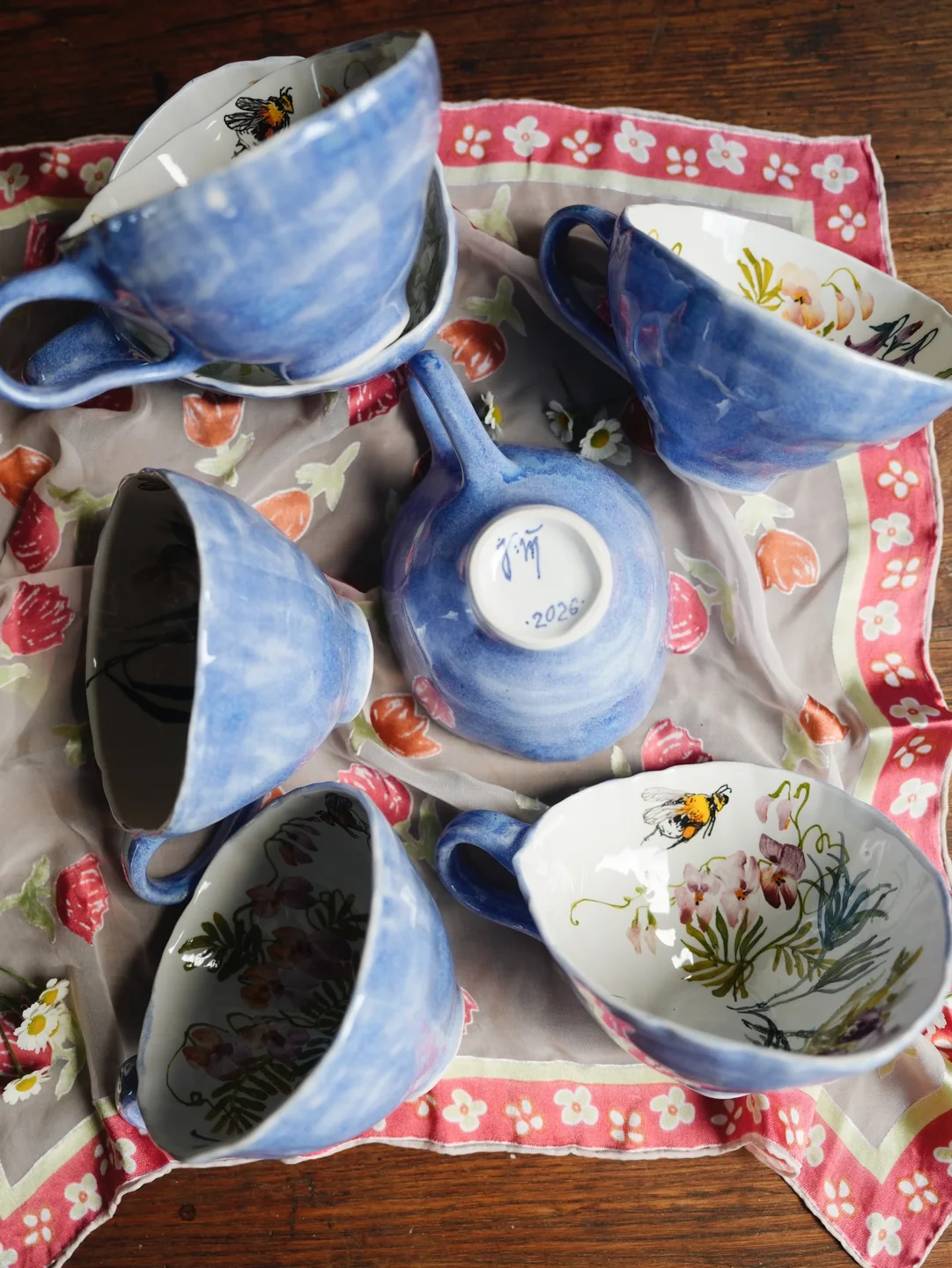 Porcelain mug, Curly bug with insects, housewarming gift, new home decor — view 2 • Jane and Mery