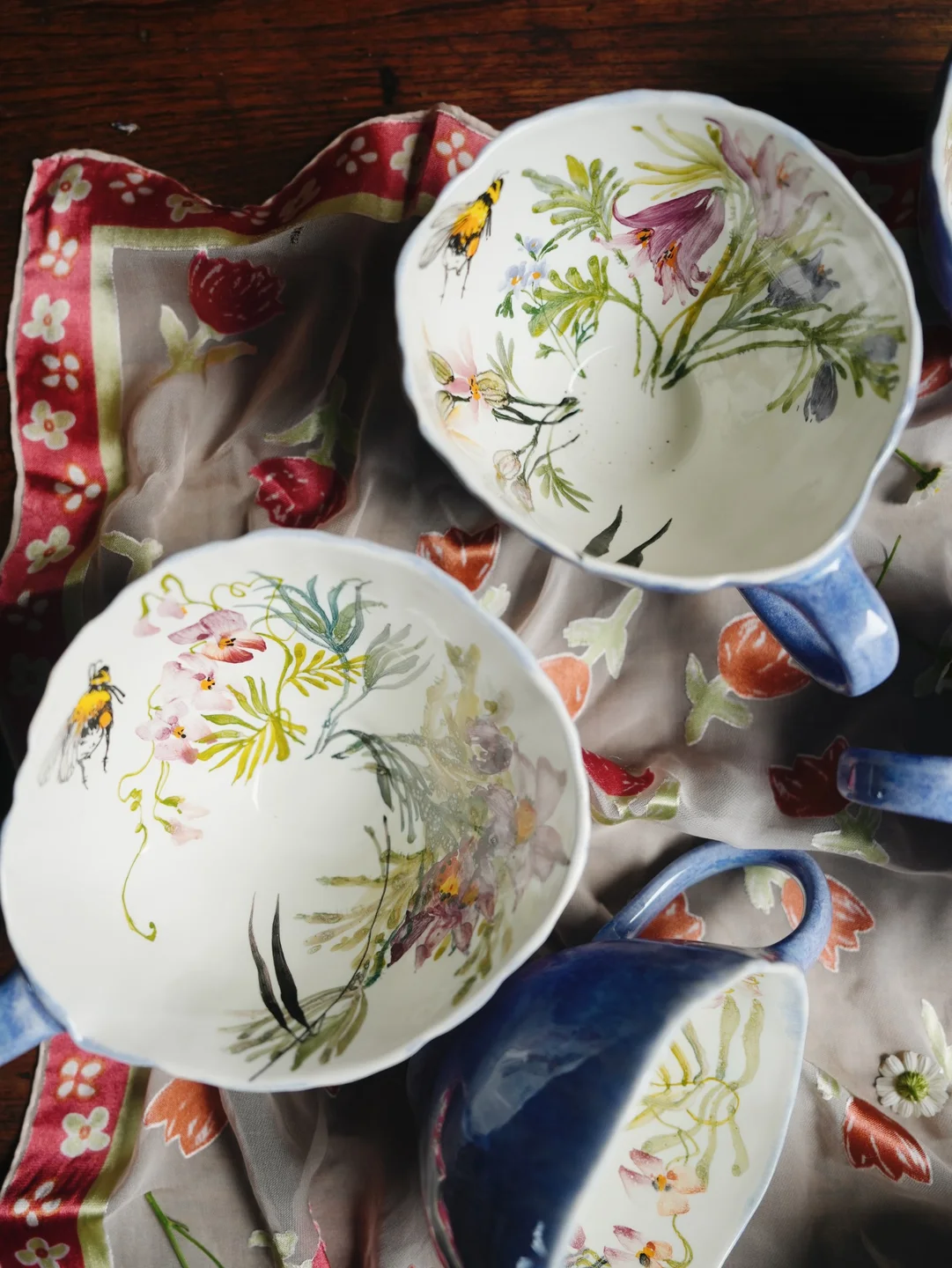Porcelain mug, Curly bug with insects, housewarming gift, new home decor — view 4 • Jane and Mery