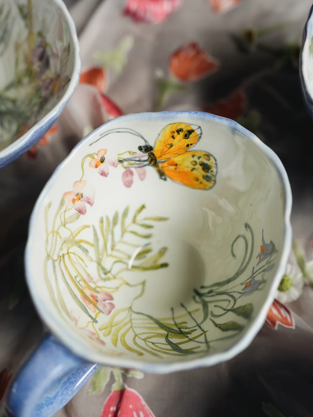 Porcelain mug, Curly bug with insects, housewarming gift, new home decor — view 6 • Jane and Mery