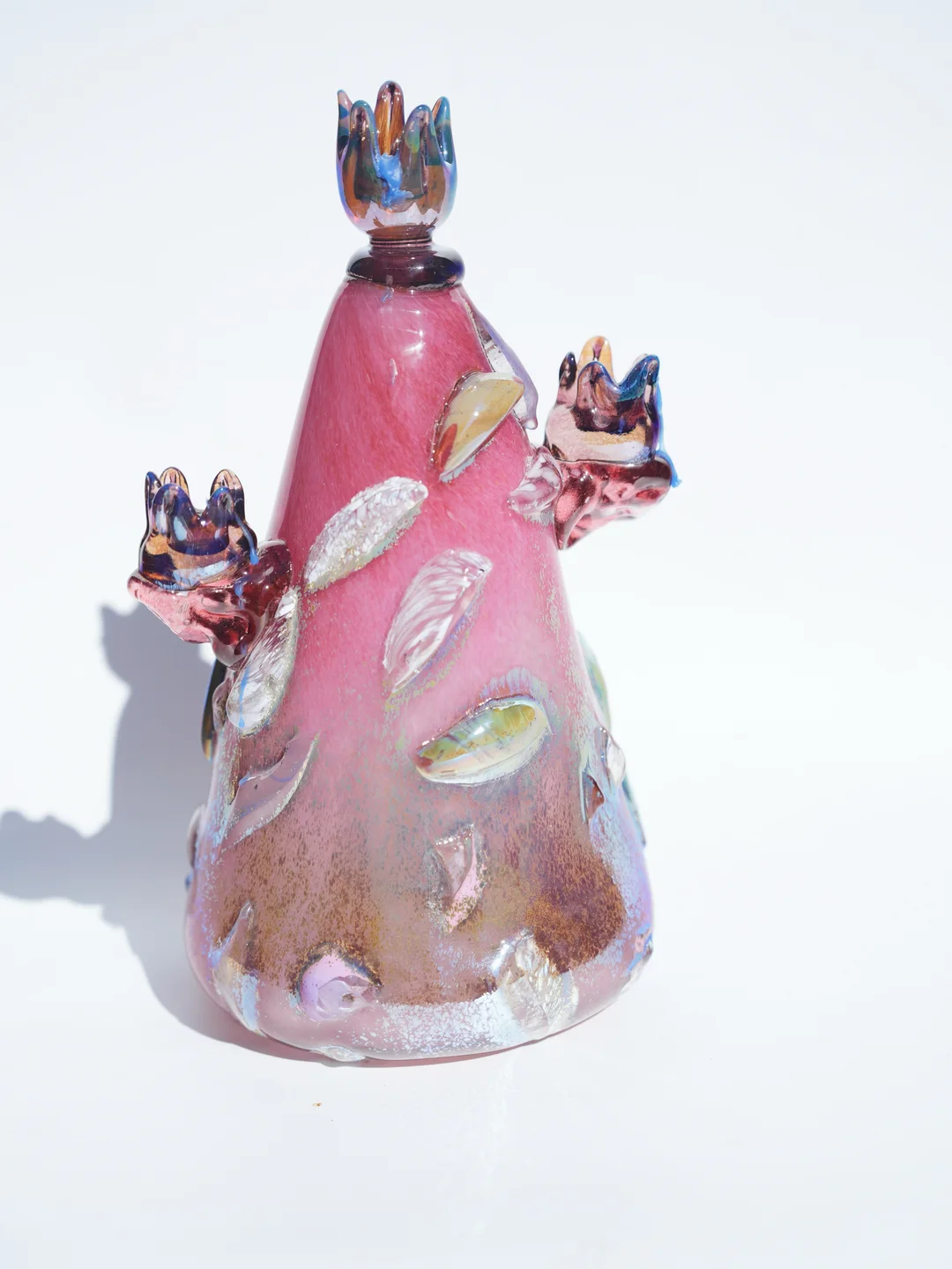 Artisan hand-blown glass art piece, Trischenky made of tempered glass with buds, housewarming gift, new home decor — view 2 • Jane and Mery