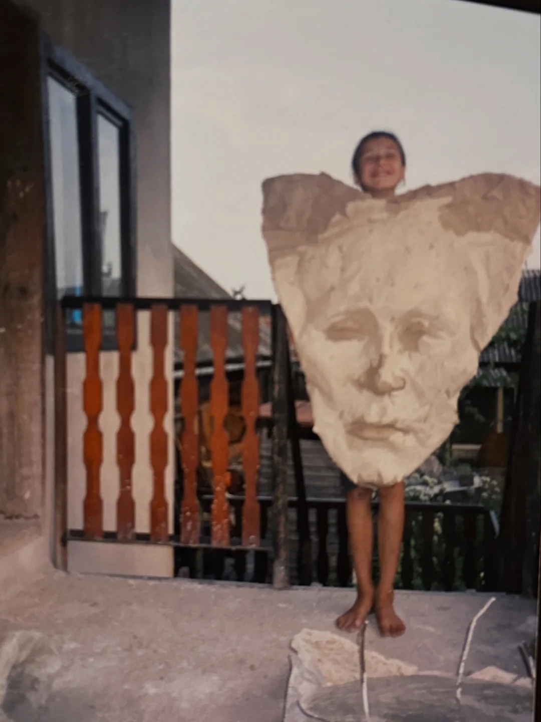Handmade ceramic art piece, Papier-mache children's mask (The story of Jane and Mary)… — Jane and Mery