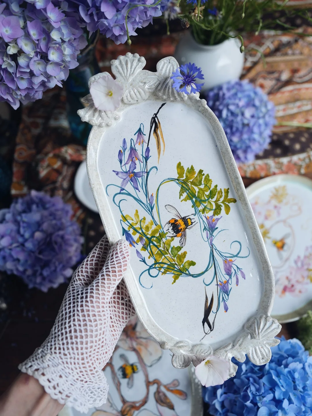 Porcelain plate, serving plate and decorative platter, housewarming gift, new home de… — Jane and Mery