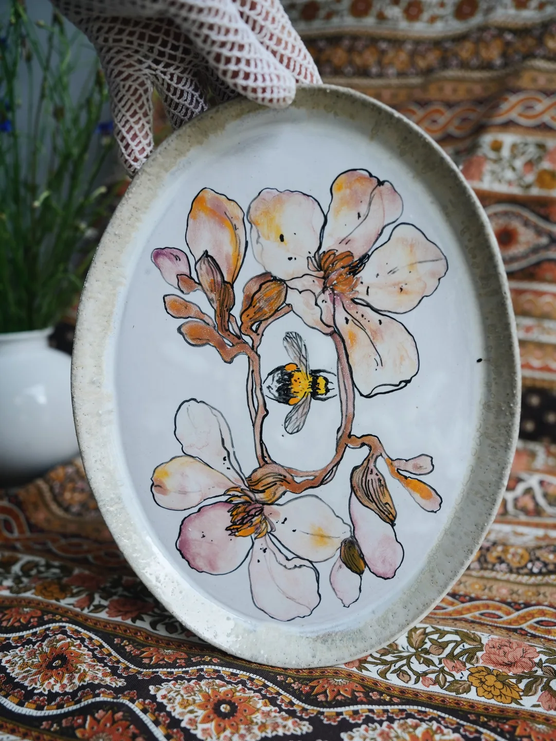 Porcelain plate, serving plate and decorative platter, housewarming gift, new home decor — view 5 • Jane and Mery