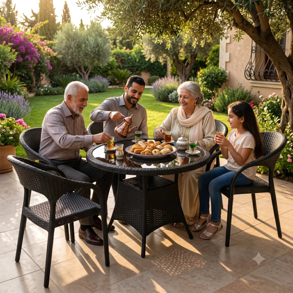 طاولة فيانا الدائرية مع 4 كراسي مكسيكية | Vienna Outdoor Set