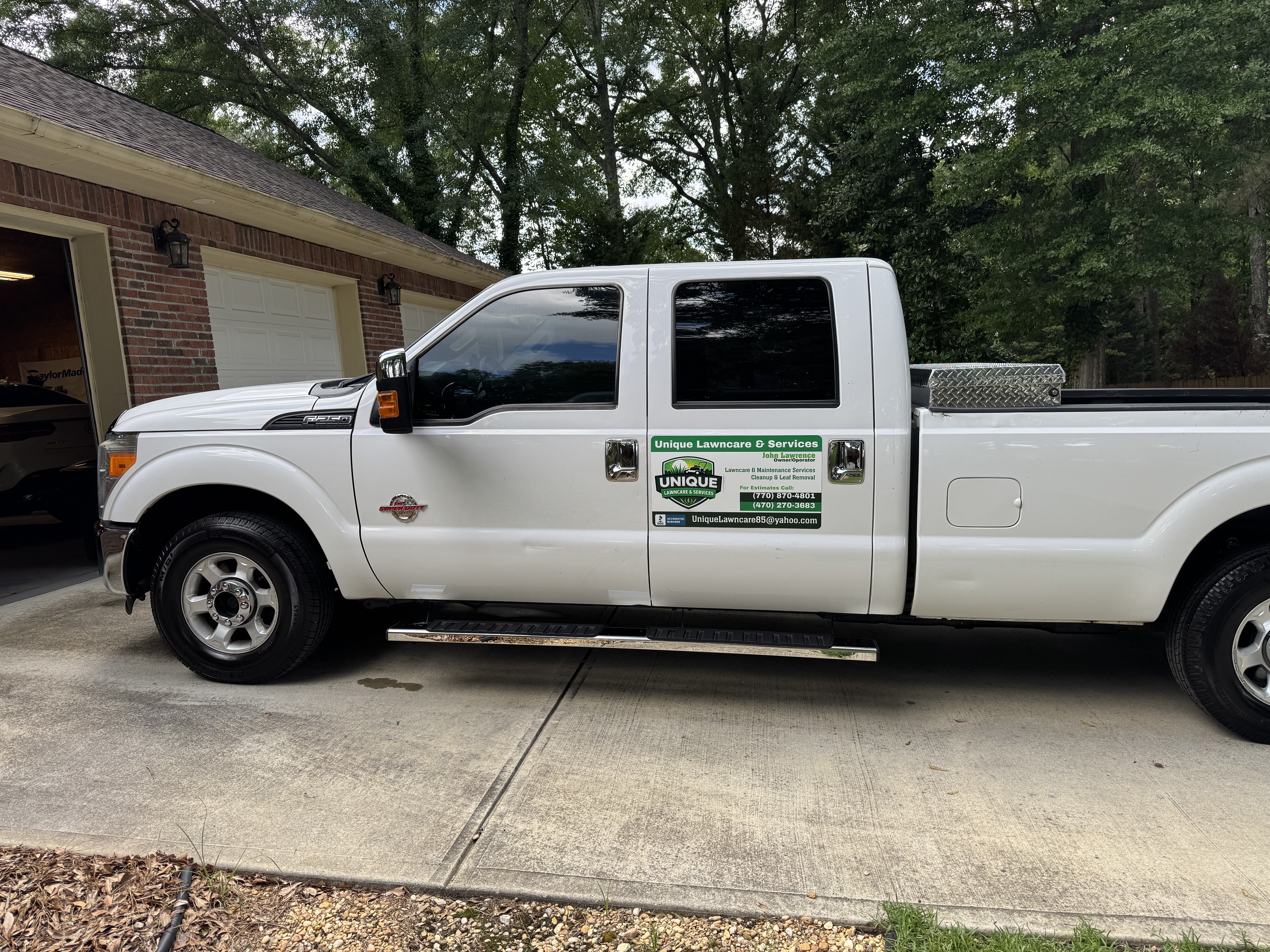 Company truck showing branding.