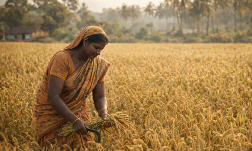 Small farmers harvesting crops in Karnataka