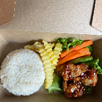 chiken karage with sauce teriyaki