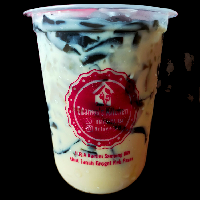 Es Aren Susu Jelly Cincau/ Palm Sugar Milky Ice with Grass Jelly