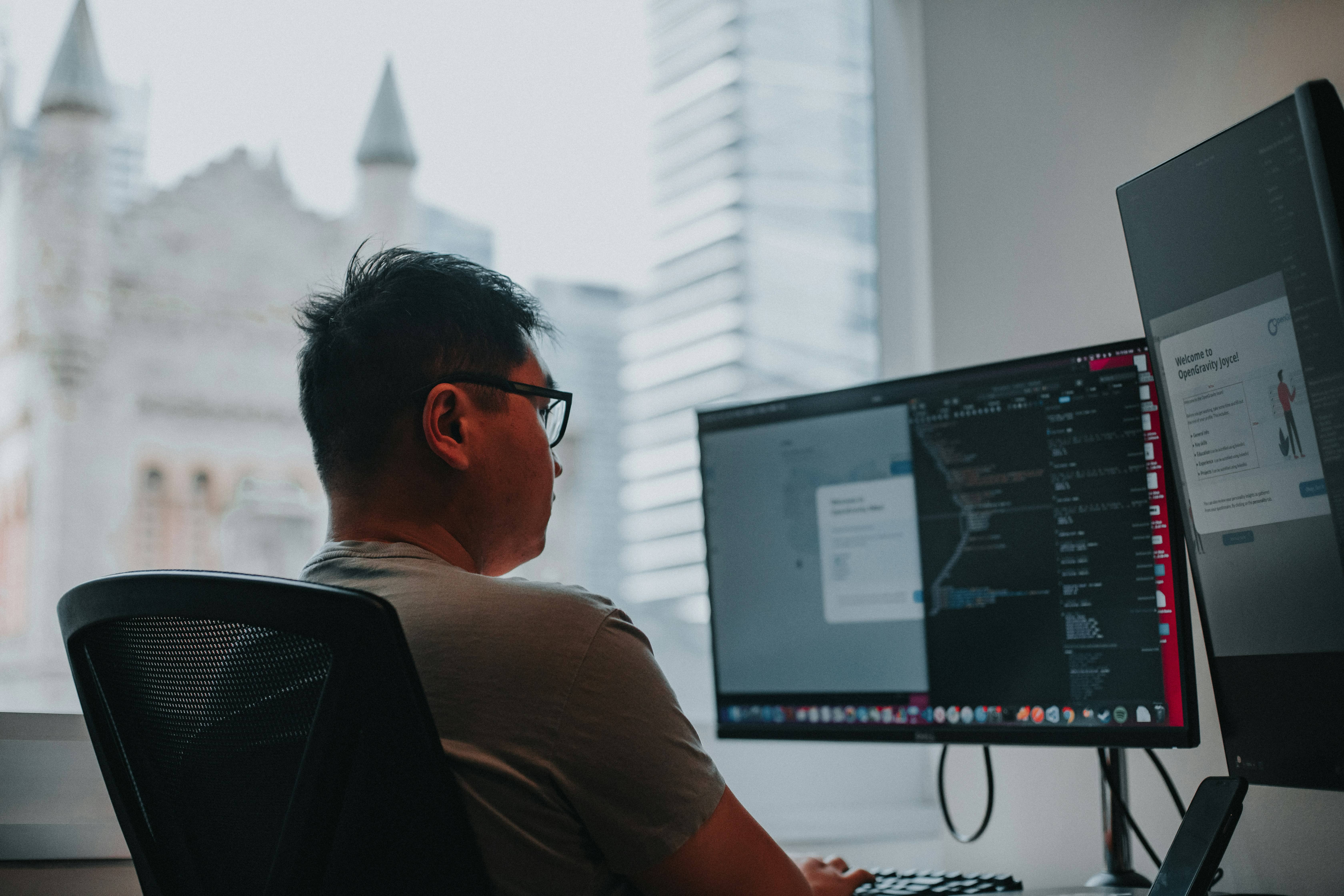 A diverse team of developers collaborating in a modern office