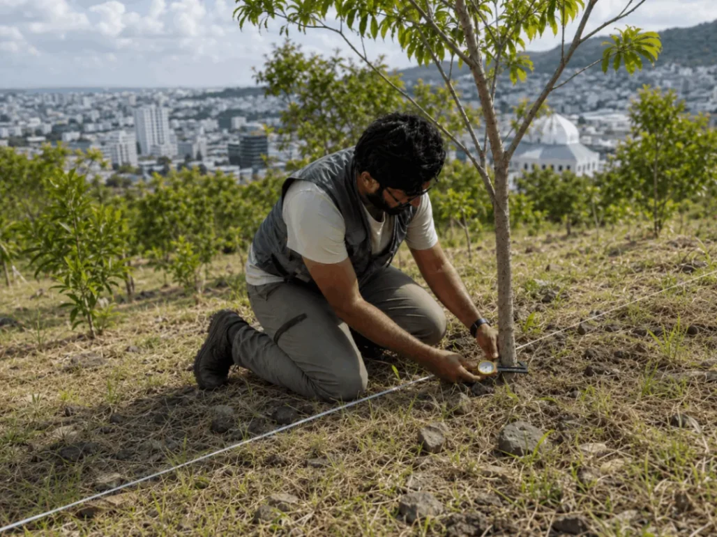 Person monitoring plants