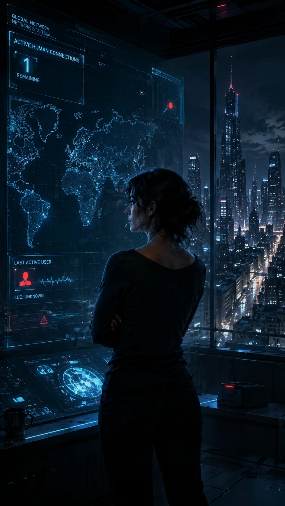 Nora olhando o monitor
