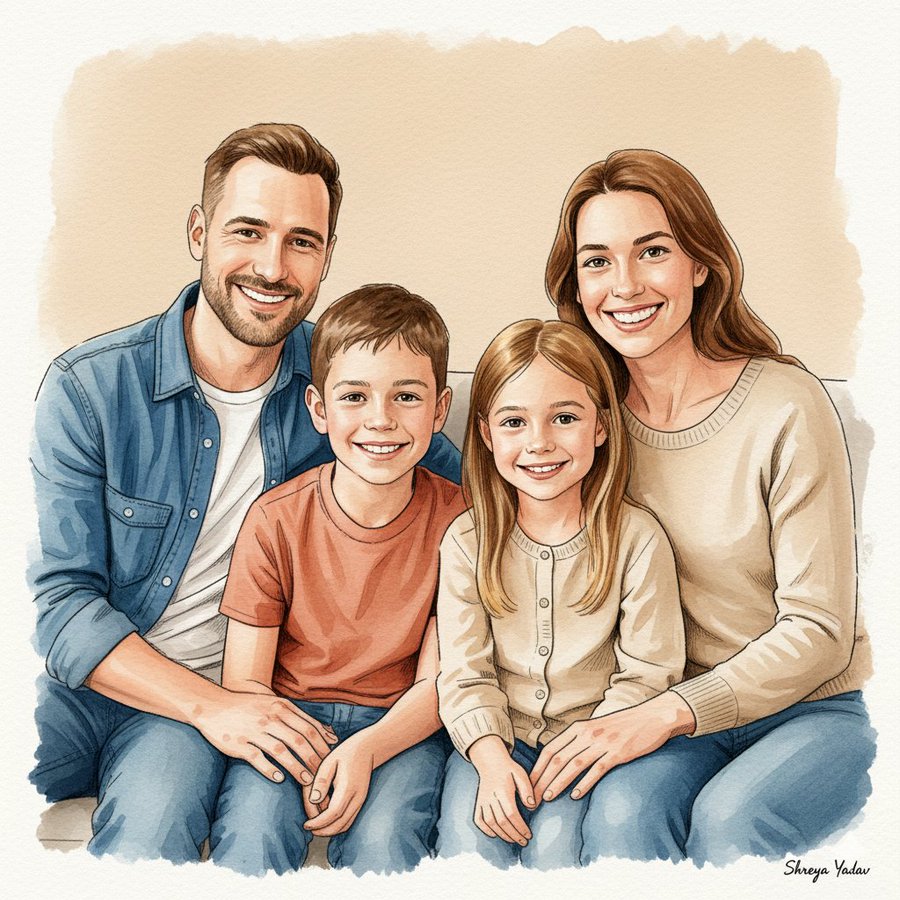 Hyperrealistic Line Art Meets Watercolor Portrait