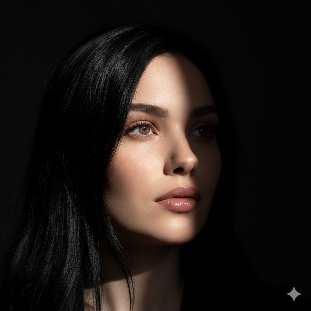 Create a cinematic Light Beam Close-Up Portrait