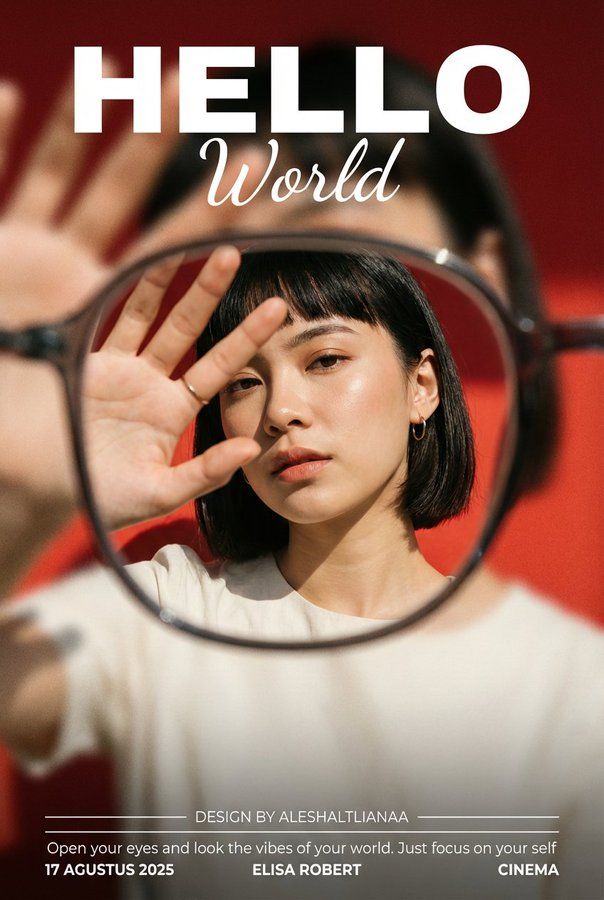 Create a layered Red Poster Portrait