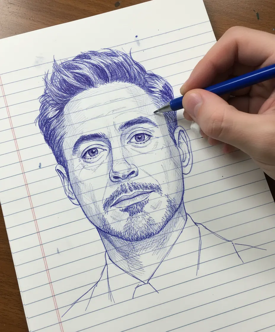 Create a notebook Ink Sketch Portrait