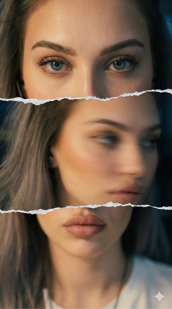 Create a fragmented Triptych Portrait Edit
