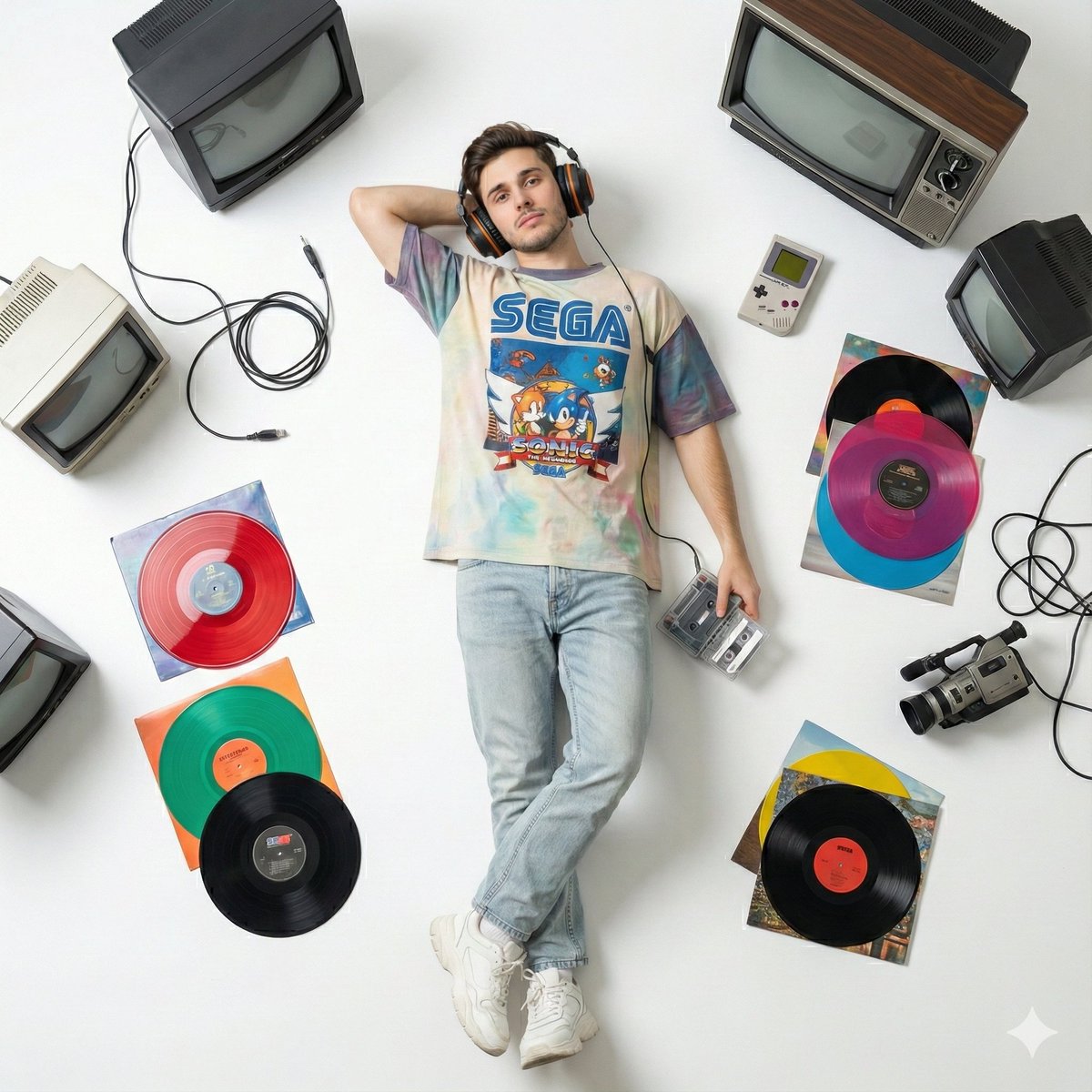 Create a 90s Retro Top-Down Nostalgia Scene