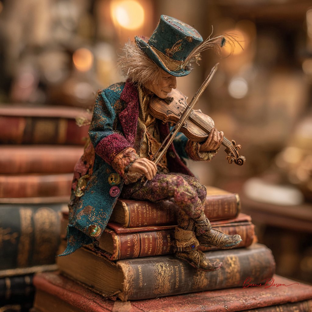 Create a miniature Parisian Street Musician