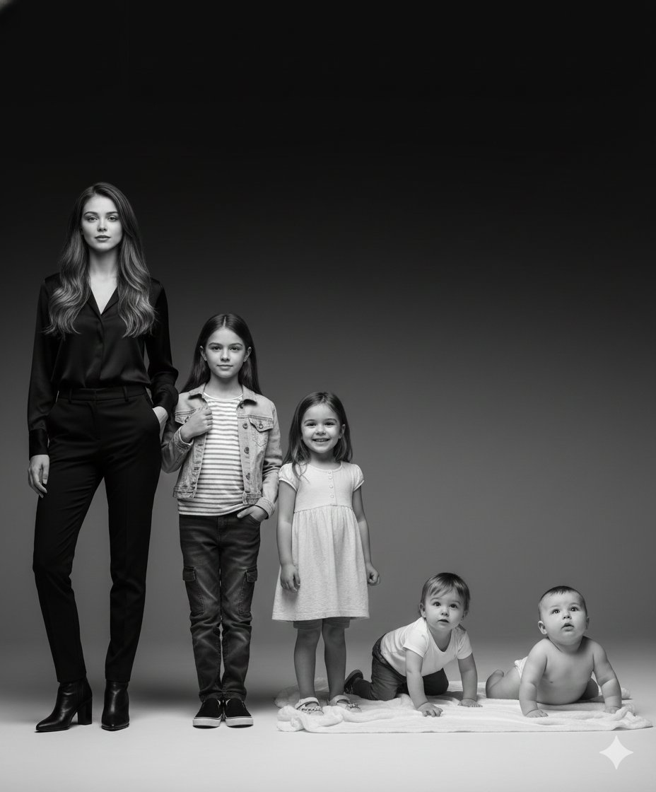 Create a black & White Life Progression Portrait