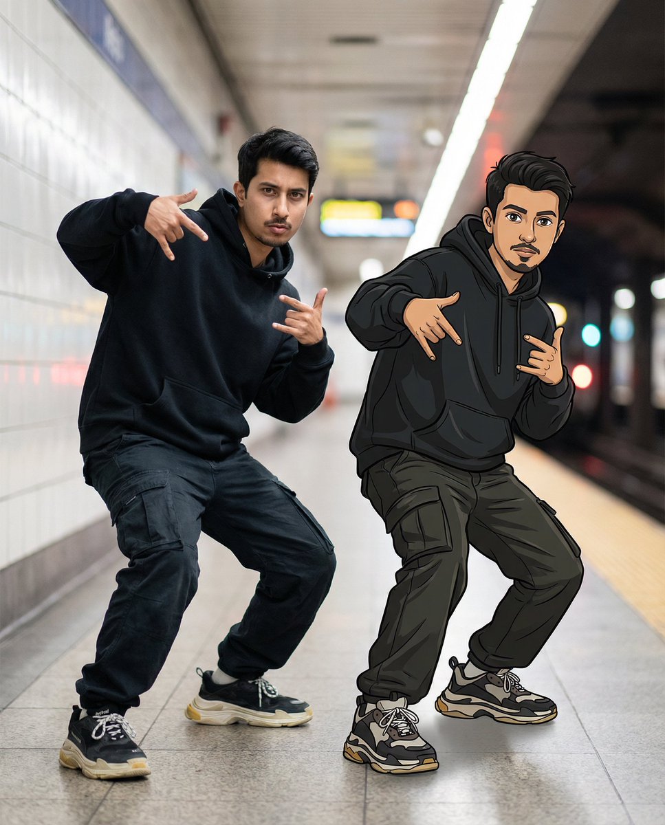 Create a cartoon Doppelganger Portrait