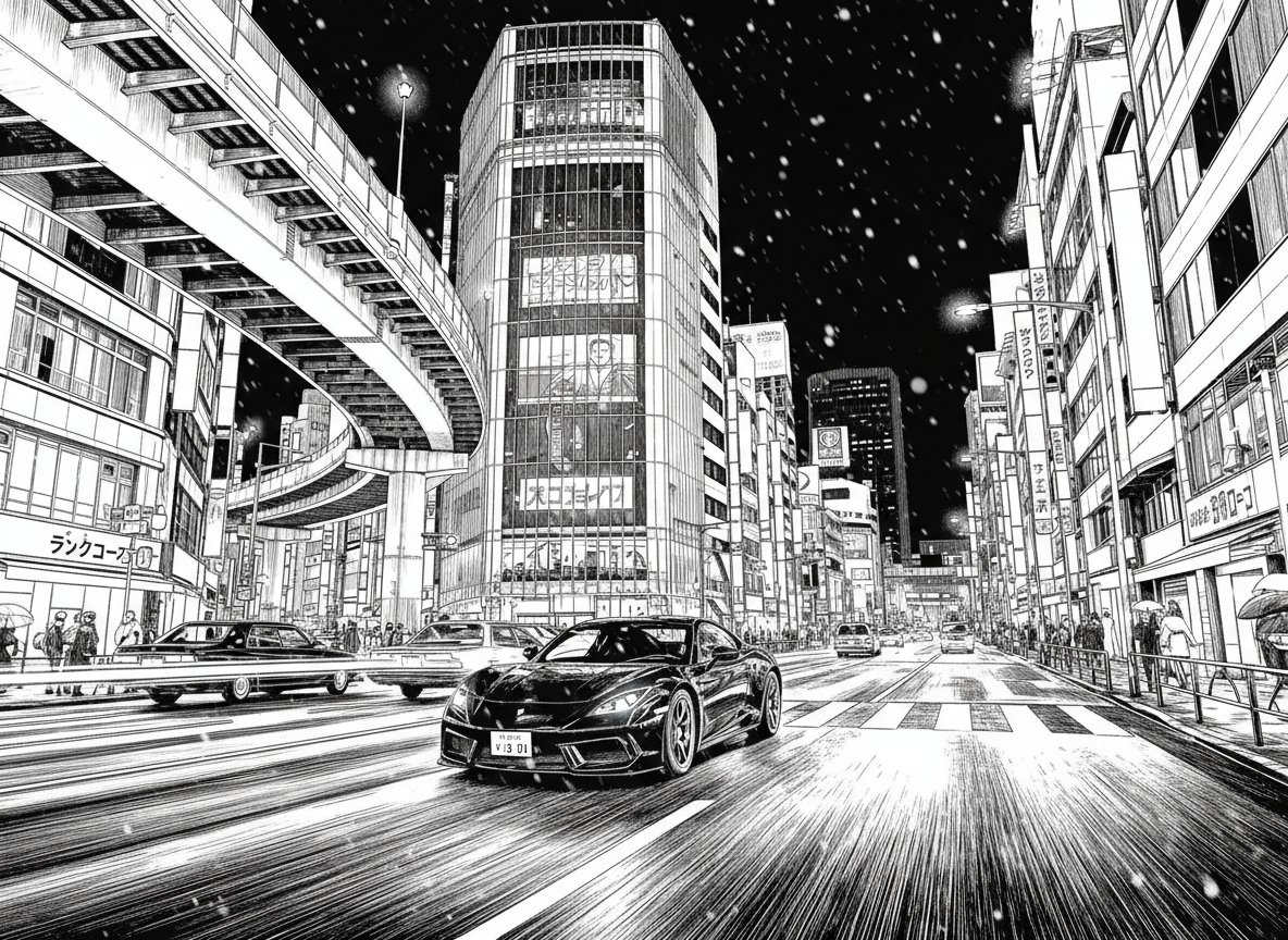 Create a black-and-White Comic Line Art Sketch