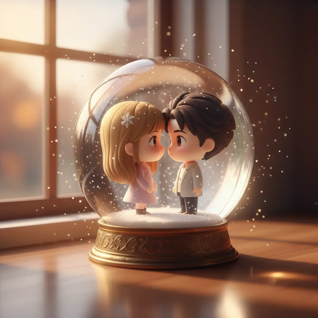 Create a romantic Chibi Snow Globe
