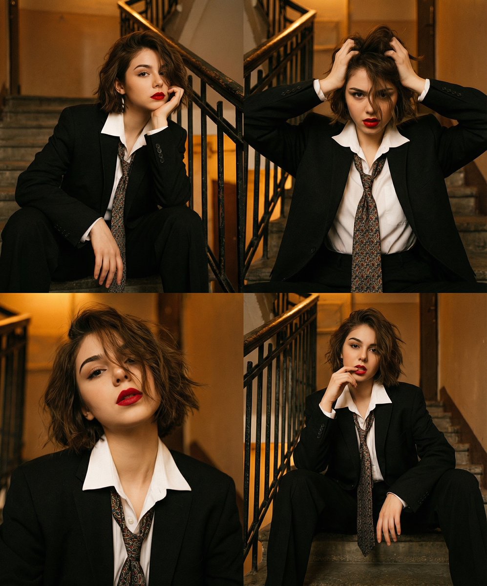 Create a cinematic 2x2 Editorial Collage