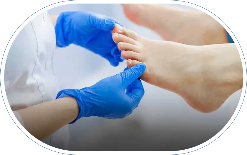 Doctor examining a patient's foot for diabetic care