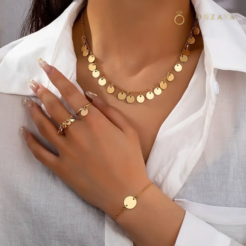 Celeste Coin Necklace Set — set in 316L Stainless Steel