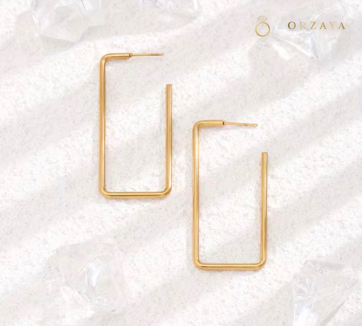 Astra Open Rectangle Hoop Earrings — earrings in 316L Stainless Steel