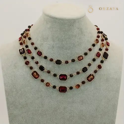 Celeste Stone Station Necklace — necklace in 316L Stainless Steel