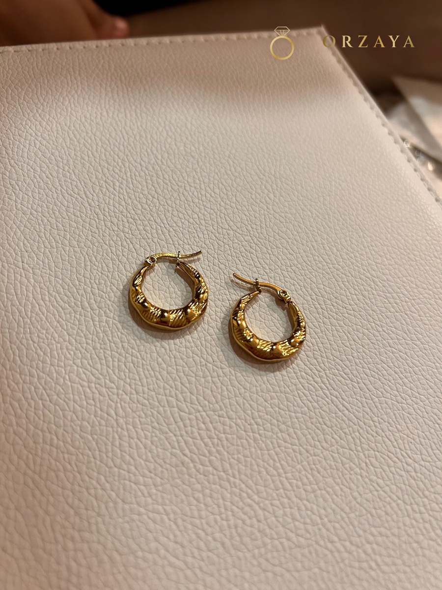 Solstice Chunky Textured Hoop Earrings — earrings in 316L Stainless Steel