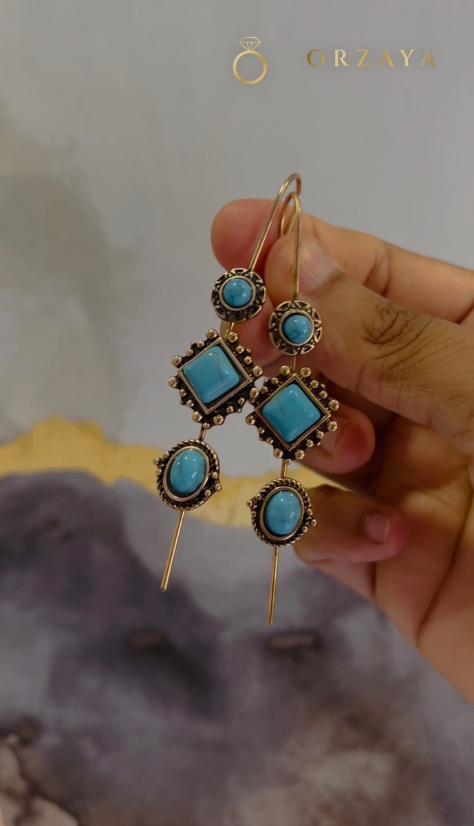 Turquoise Drop Ear-Clip — ear-clip in 316L Stainless Steel