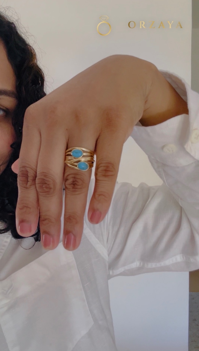 Turquoise Double-Band Ring — ring in 316L Stainless Steel