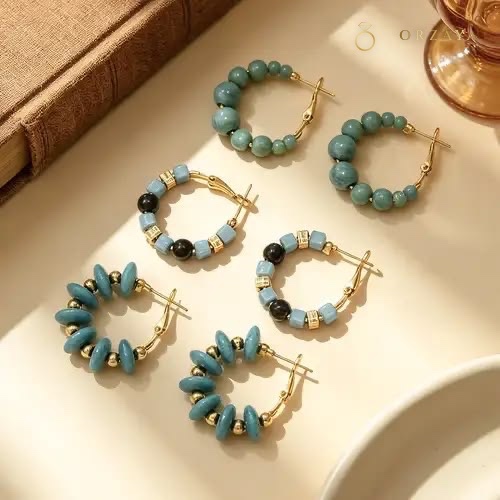 Turquoise Hoop Earrings — earrings in 316L Stainless Steel