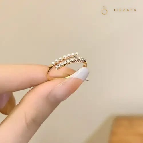 Celeste Pearl Crossover Ring — ring in 316L Stainless Steel