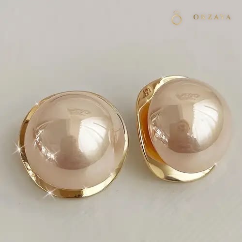 Celeste Domed Pearl Stud Earrings — earrings in 316L Stainless Steel