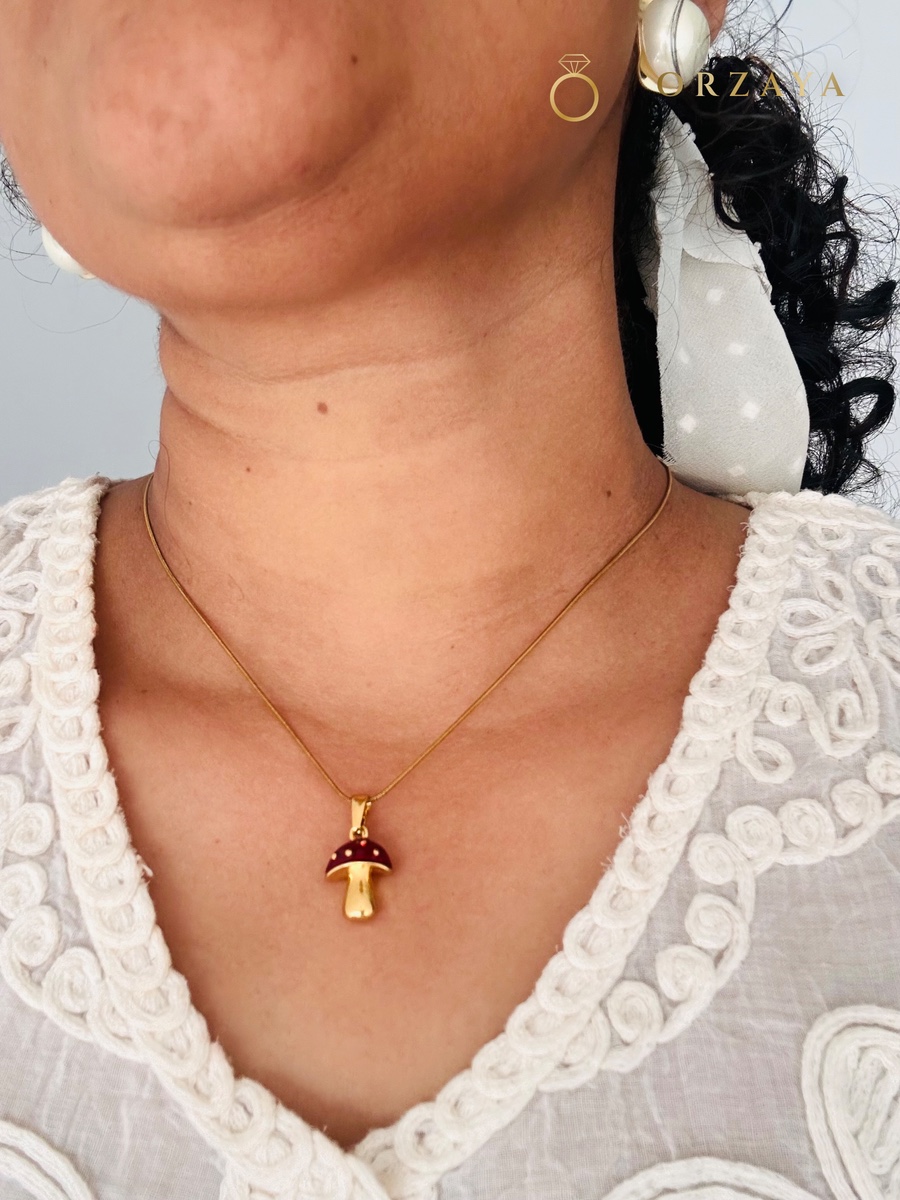 Flora Mushroom Pendant Necklace — necklace in 316L Stainless Steel