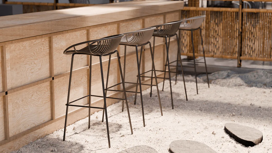 Bar stool Escan in a reference hospitality setting