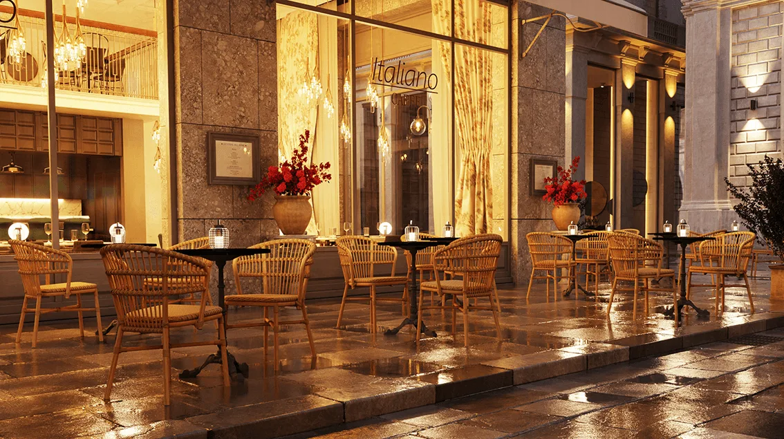 تصور مرجعي لتنسيق كرسي بذراعين Manor في مساحة ضيافة