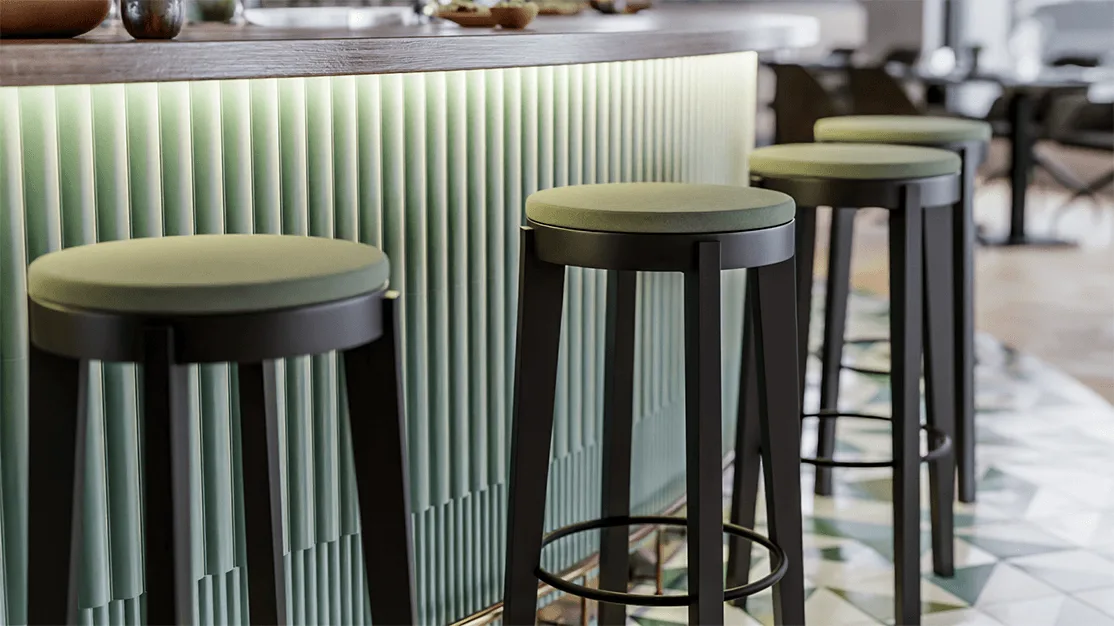 Bar stool Beno in a reference hospitality setting