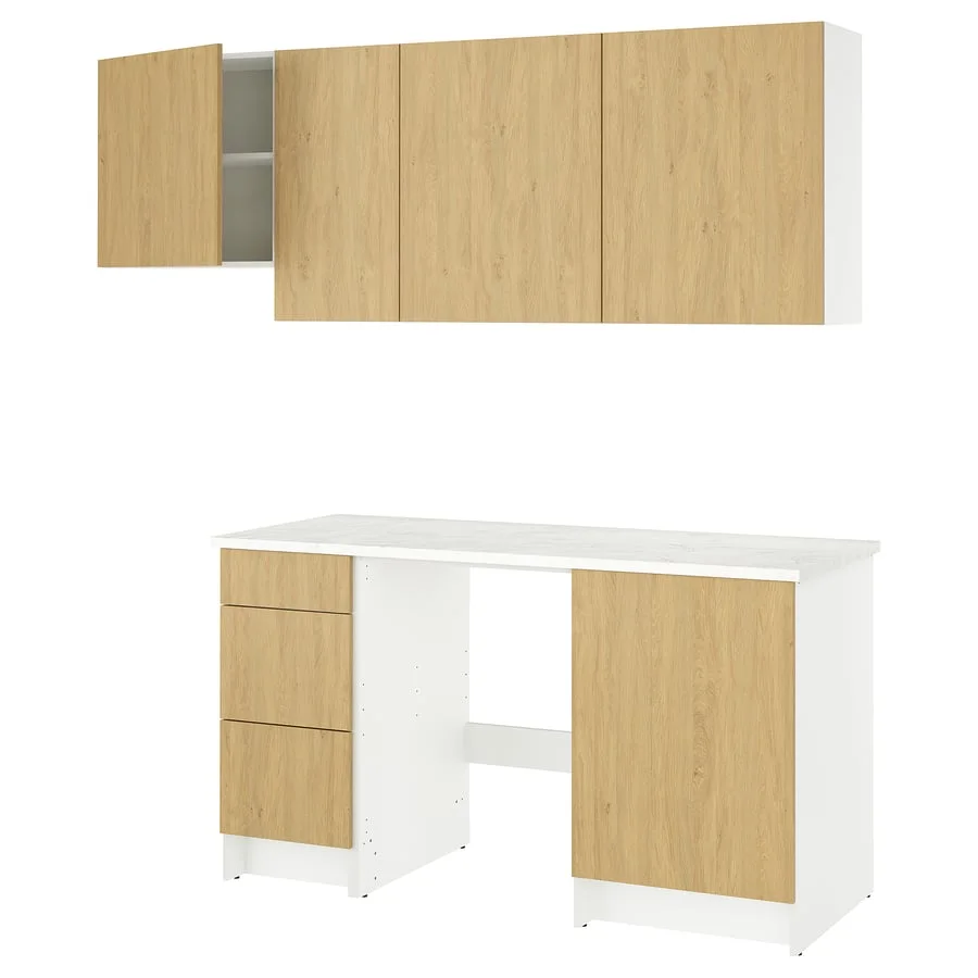 Oscar Canvas Kitchen layout 220 × 61 × 220 cm — oak effect